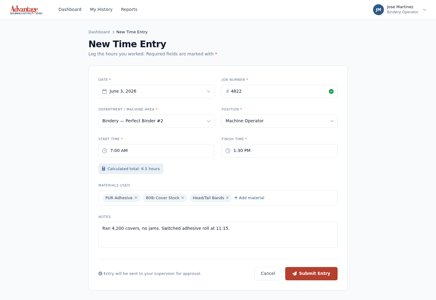 New Time Entry - Desktop